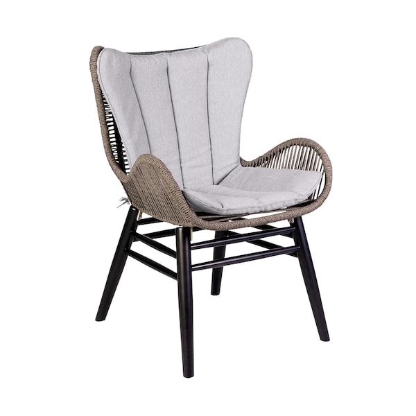 Armen Living Fanny Outdoor Patio Dining Chair in Dark Eucalyptus Wood and Truffle Rope 840254335936 - main